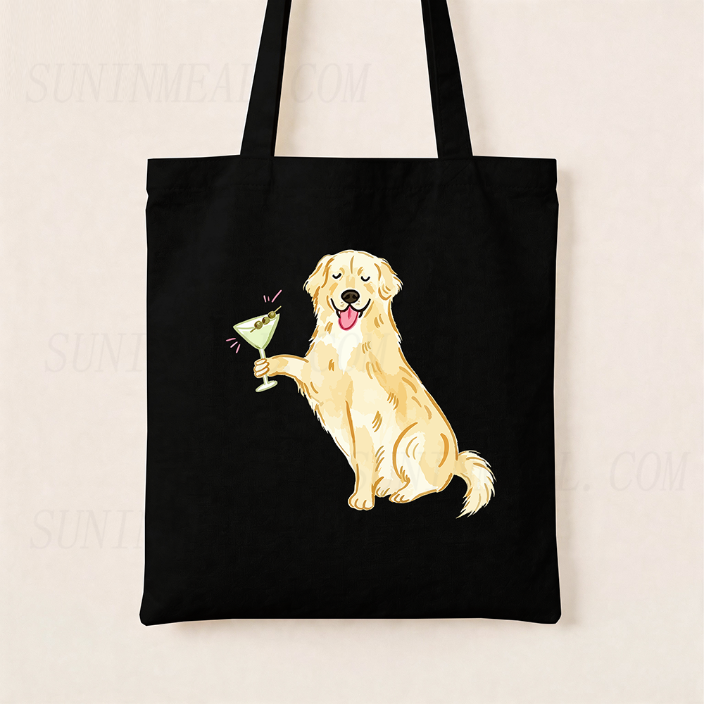 Golden Retriever Martini Canvas Tote Bag