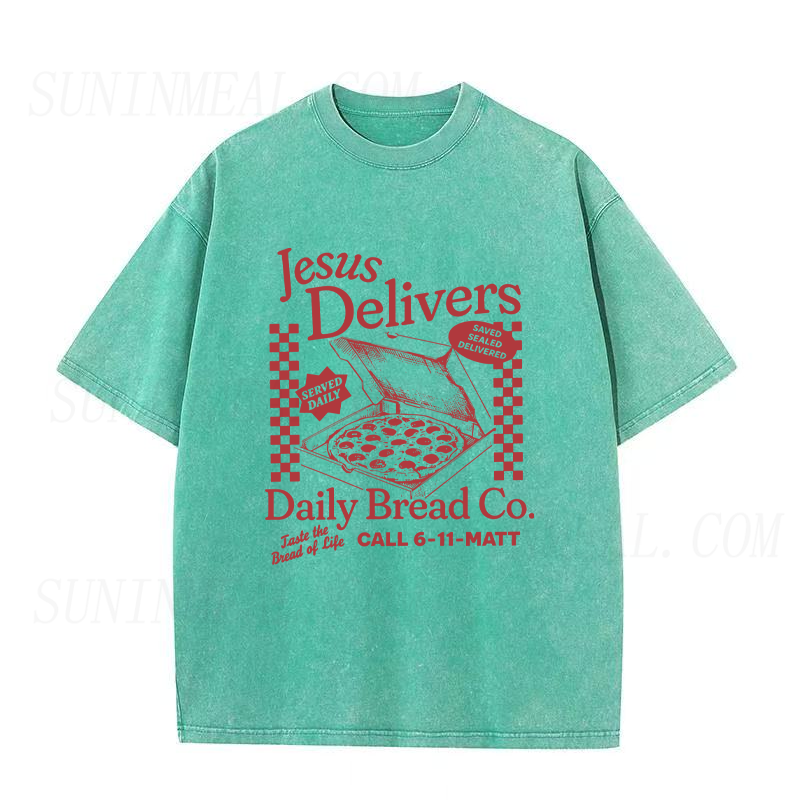 Jesus Delivers Pizza Christian Unisex Tee