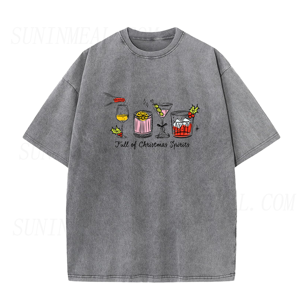 Full of Christmas Spirits Retro Cocktail Graphic Unisex Tee