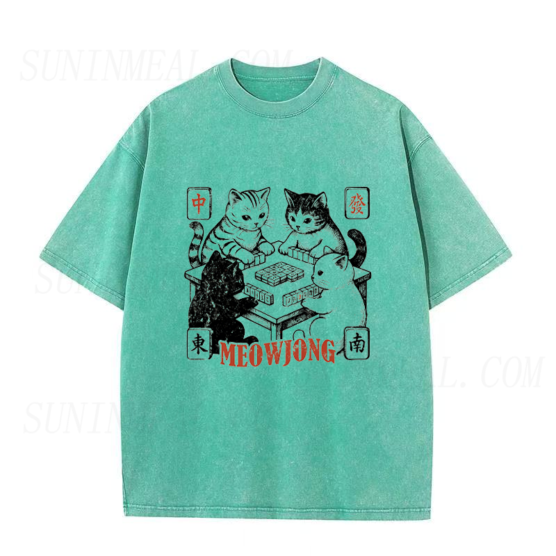 Cats Playing Mahjong Unisex Tee