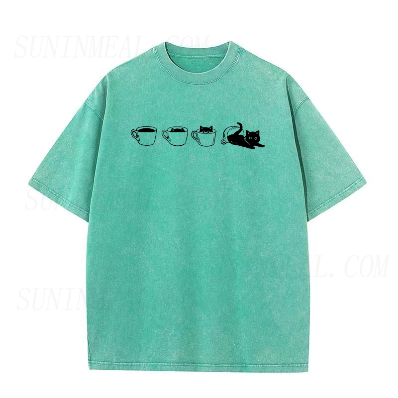 Black Cat in Coffee Unisex Tee