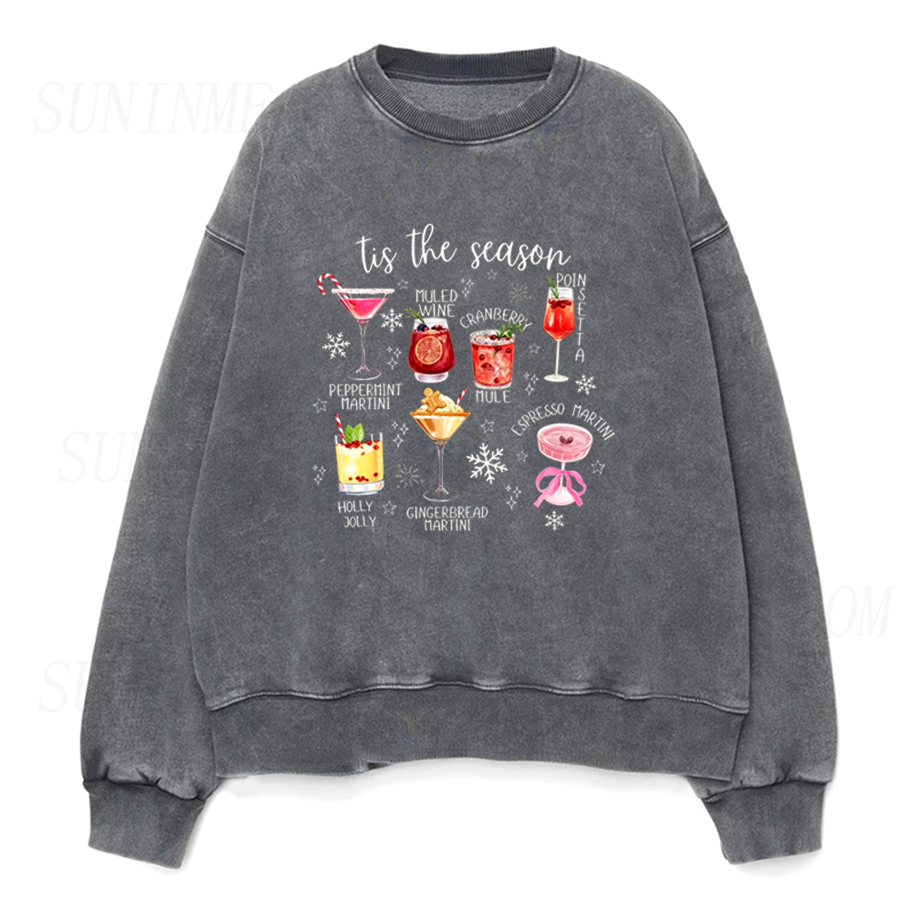Tis The Season Christmas Holiday Cocktails Unisex Crewneck Sweatshirt