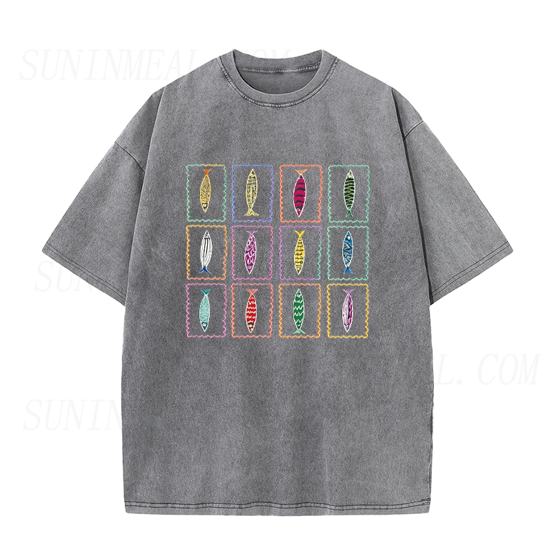 Vintage Sardine Stamp Collection Unisex Tee