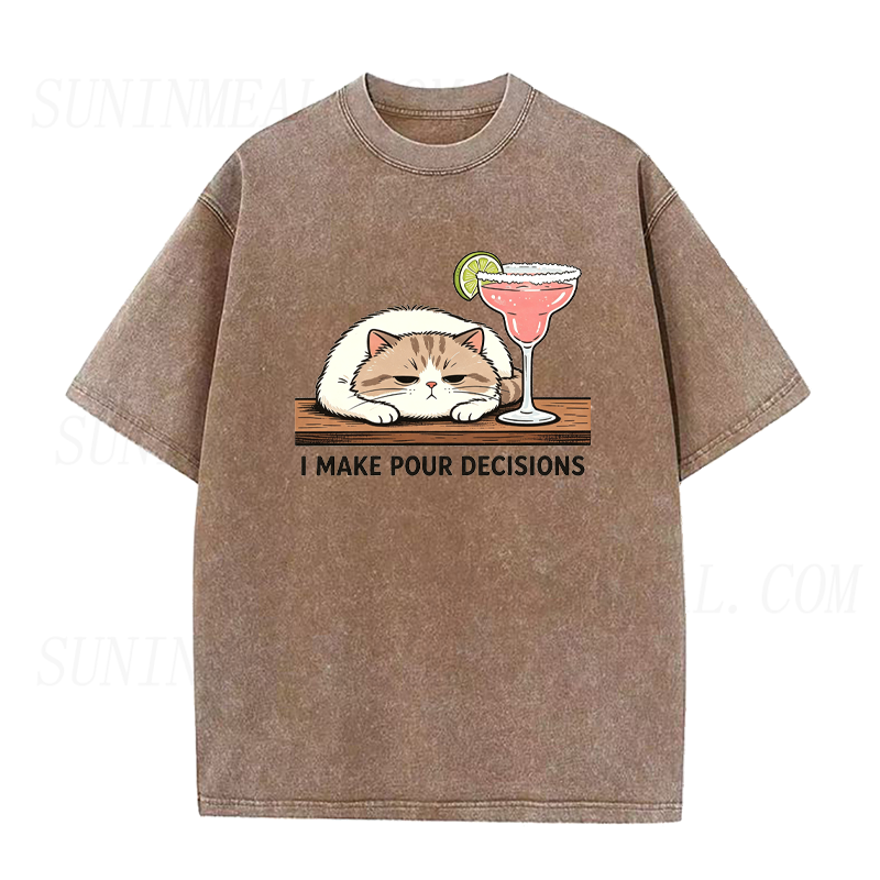 Margarita Cat I Make Pour Decisions Unisex Tee