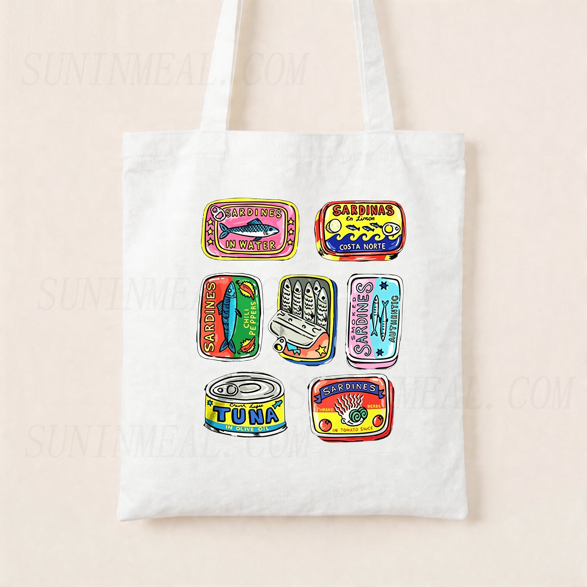 Vintage Sardine Cans Canvas Tote Bag