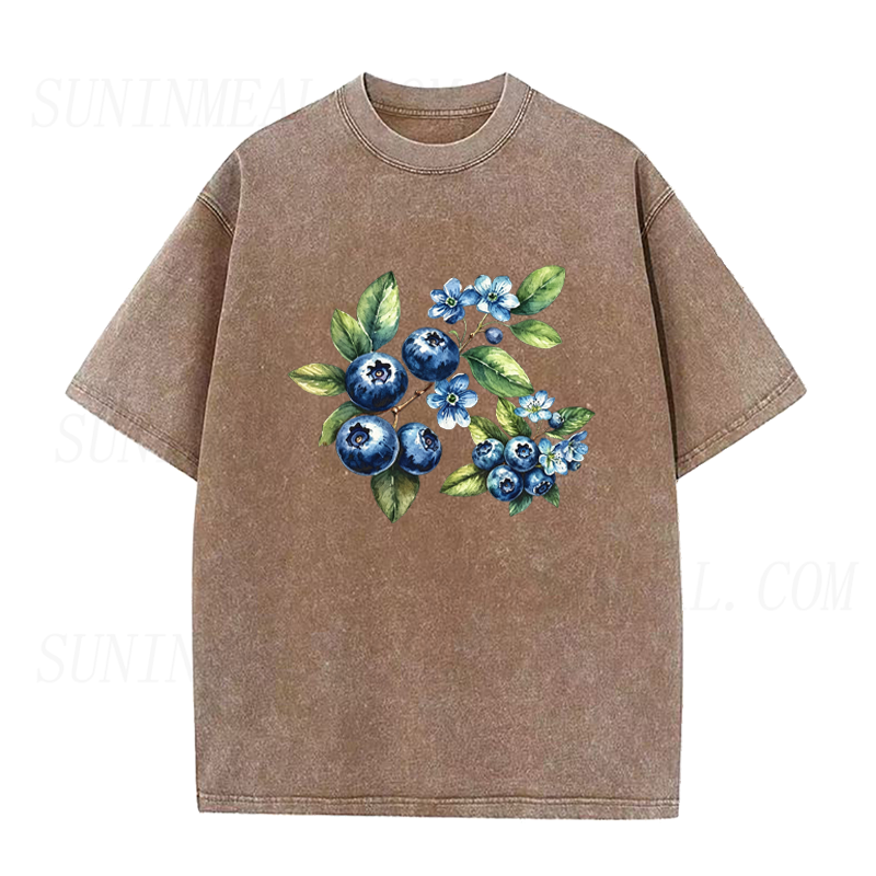 Watercolor Blueberry Branch Floral Unisex Tee