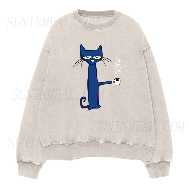 Cat and Coffee Unisex Crewneck Sweatshirt