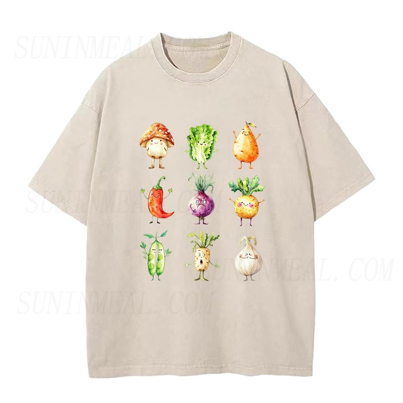 Cute Watercolor Veggie Characters Unisex Tee
