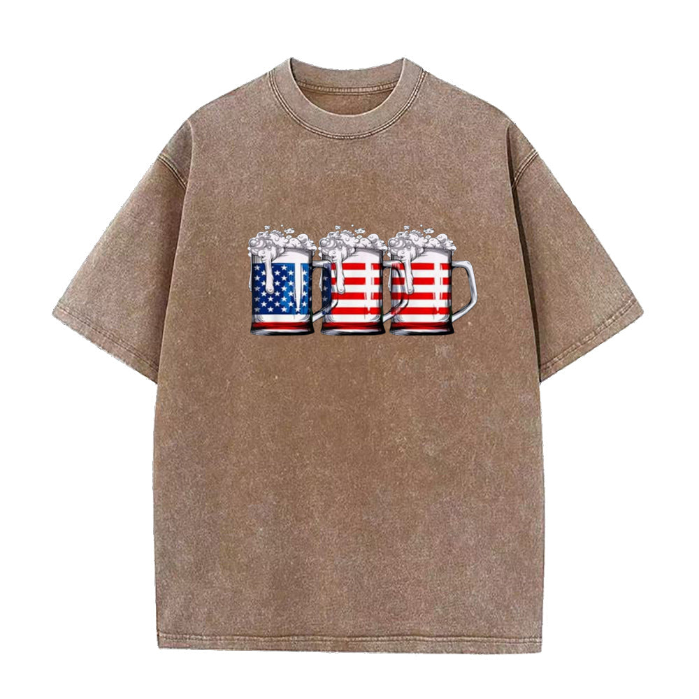 Beer American Flag 4th of July Unisex Tee