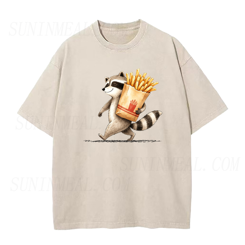 Happy Raccoon With French Fries Unisex Tee