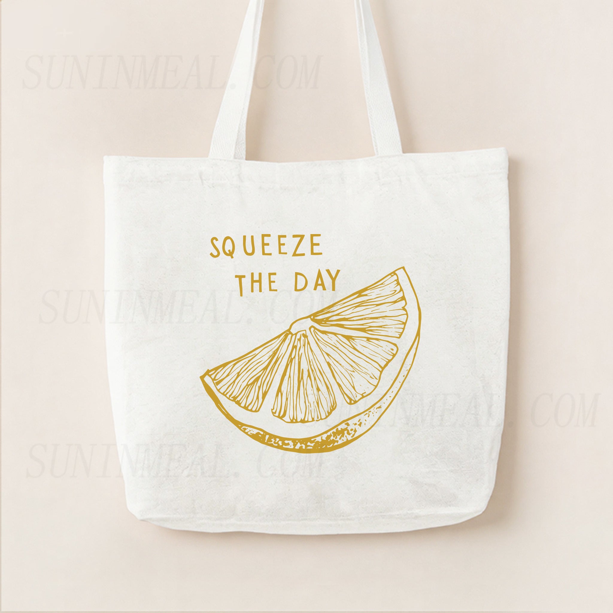 Squeeze The Day Lemon Canvas Tote Bag