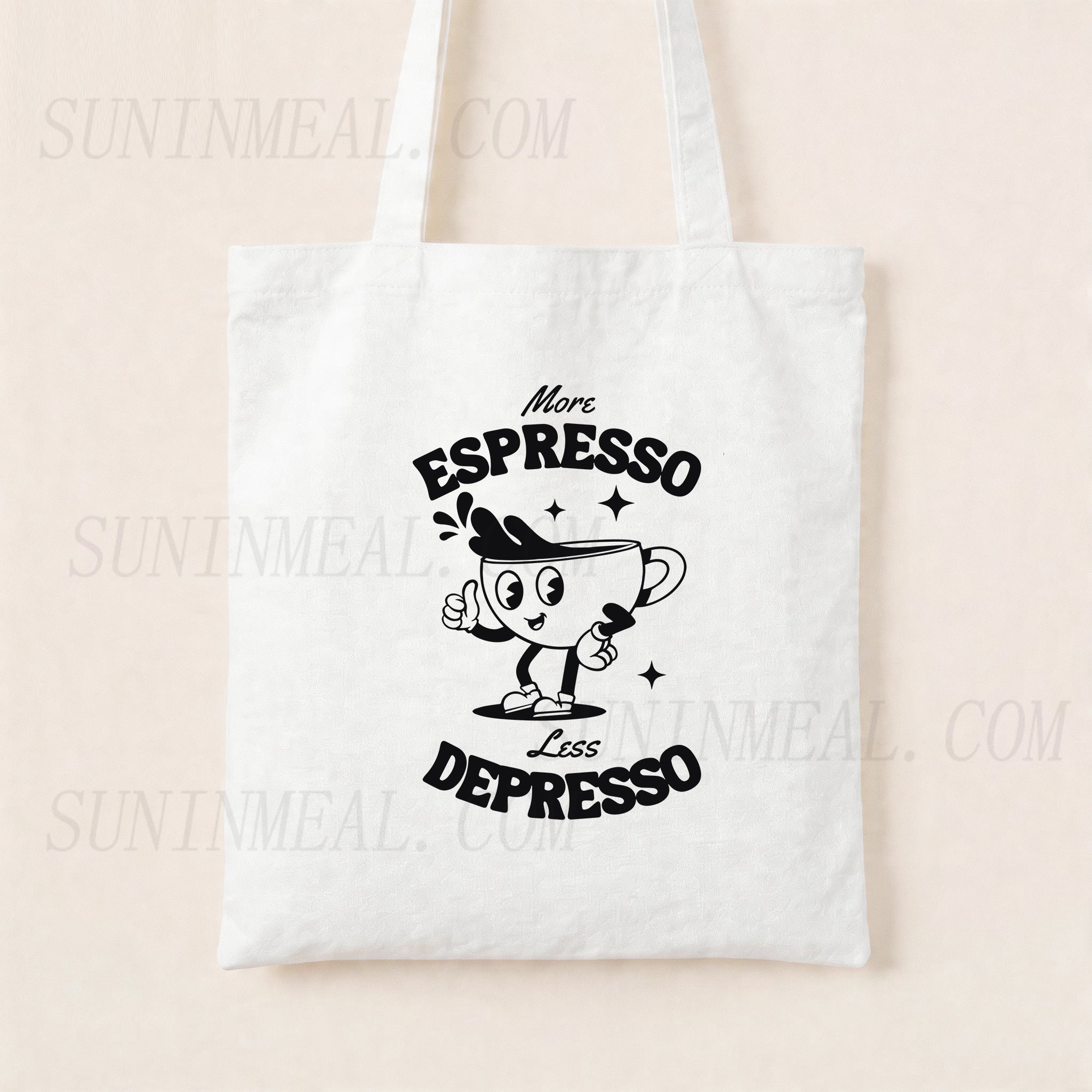 More Espresso Less Depresso Canvas Tote Bag