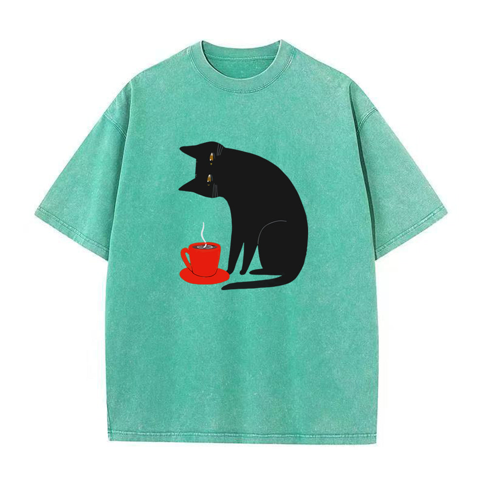 Black Cat Red Cup Unisex Tee