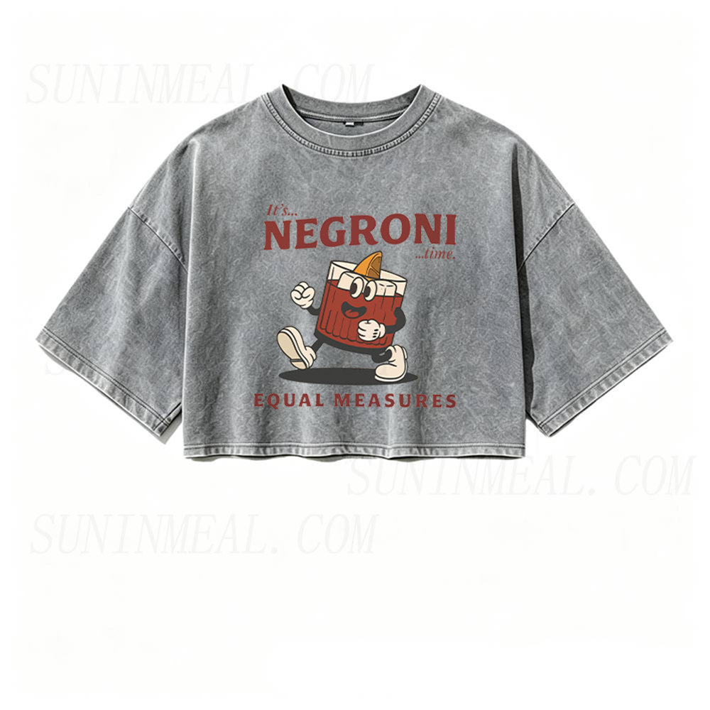 Negroni Cocktail Oversized Crop Tee