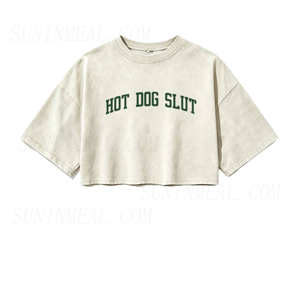 Hot Dog Slut Oversized Crop Tee