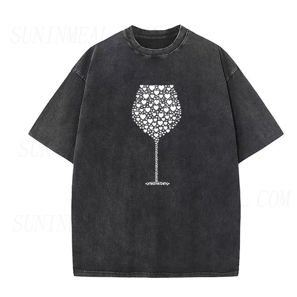 Hearts Wine Glass Unisex Tee