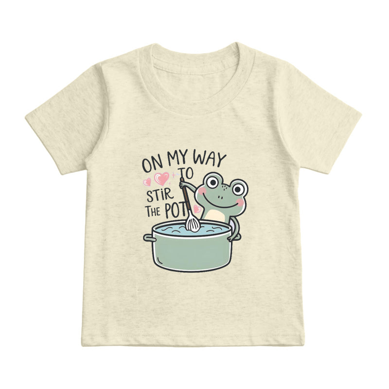 Funny Frog Stirring Pot Kids T-Shirt