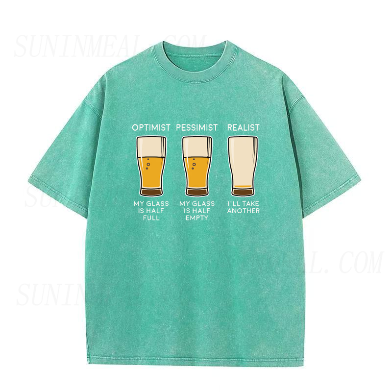 Beer Drinker Optimist and Realist Unisex Tee