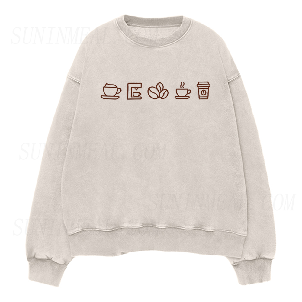 Minimal Coffee Icons Unisex Crewneck Sweatshirt