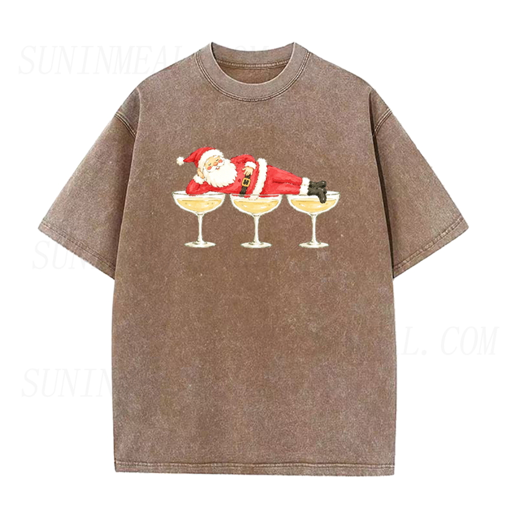 Funny Santa Champagne Christmas Graphic Unisex Tee