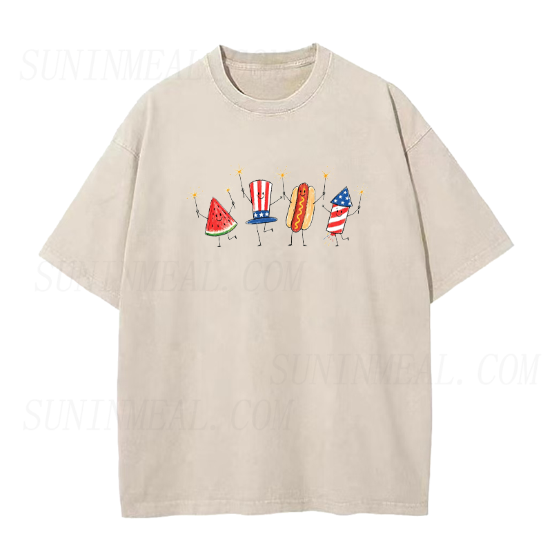 Fourth of July Crew Watermelon Hot Dogs & Fireworks Unisex Tee