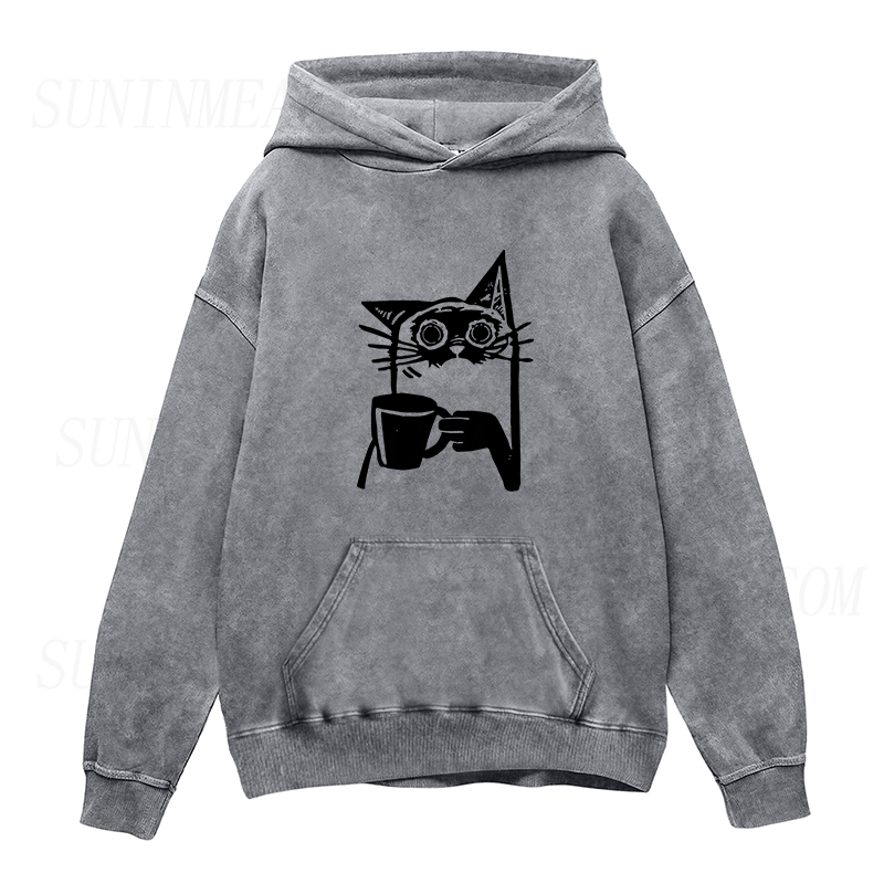 Cat Drinking Coffee Unisex Hoodie