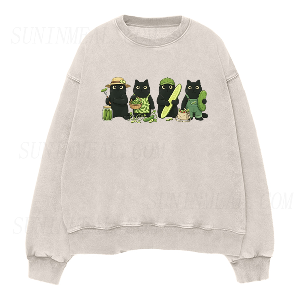 Funny Pickle Black Cats Unisex Crewneck Sweatshirt