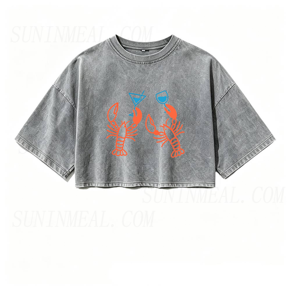 Martini Lobster Oversized Crop Tee