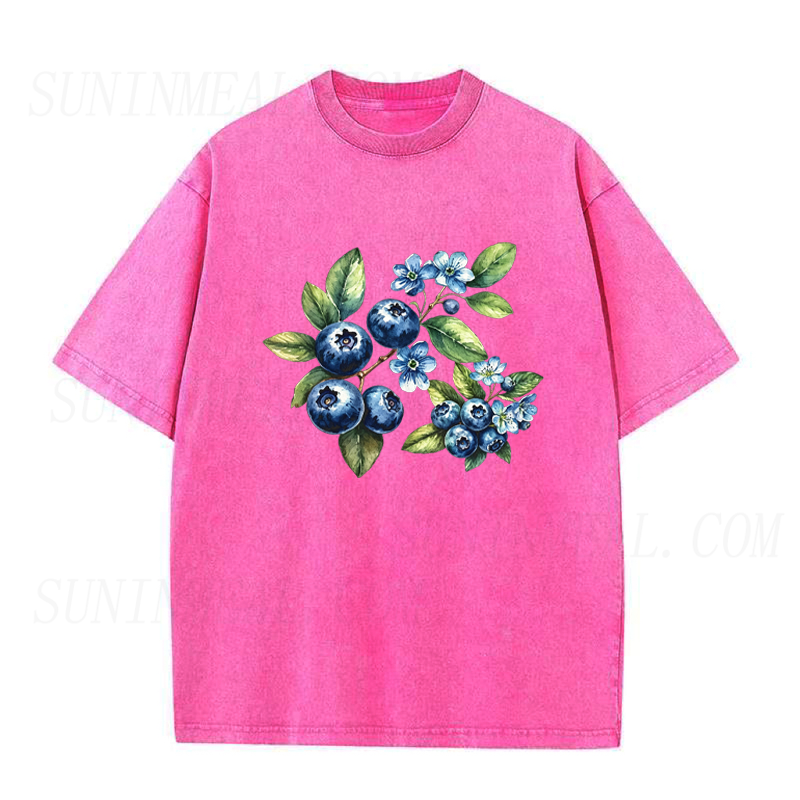 Watercolor Blueberry Branch Floral Unisex Tee