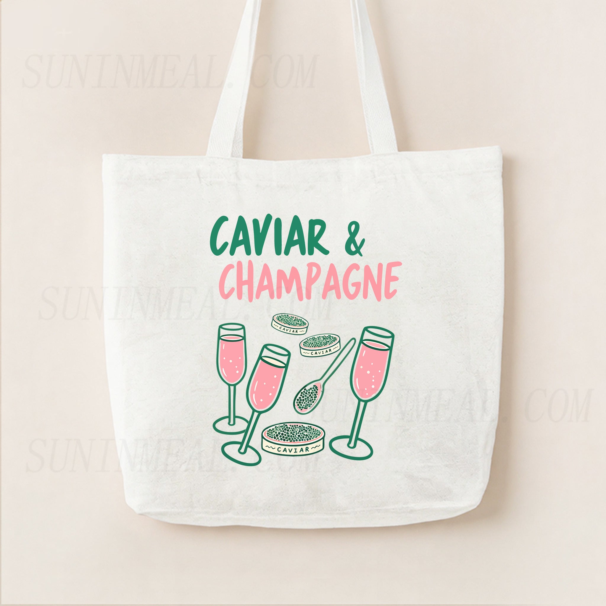 Caviar & Champagne Canvas Tote Bag