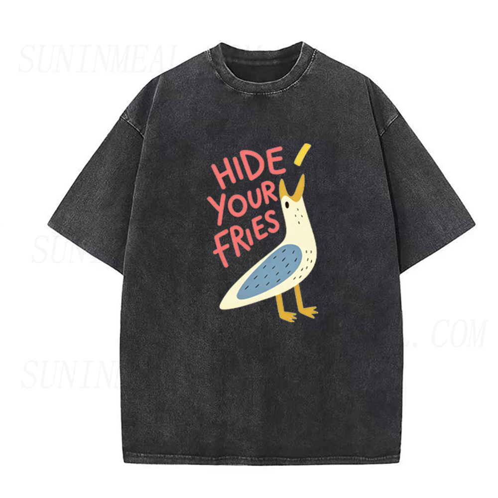 Hide Your Fries Funny Seagull Unisex Tee