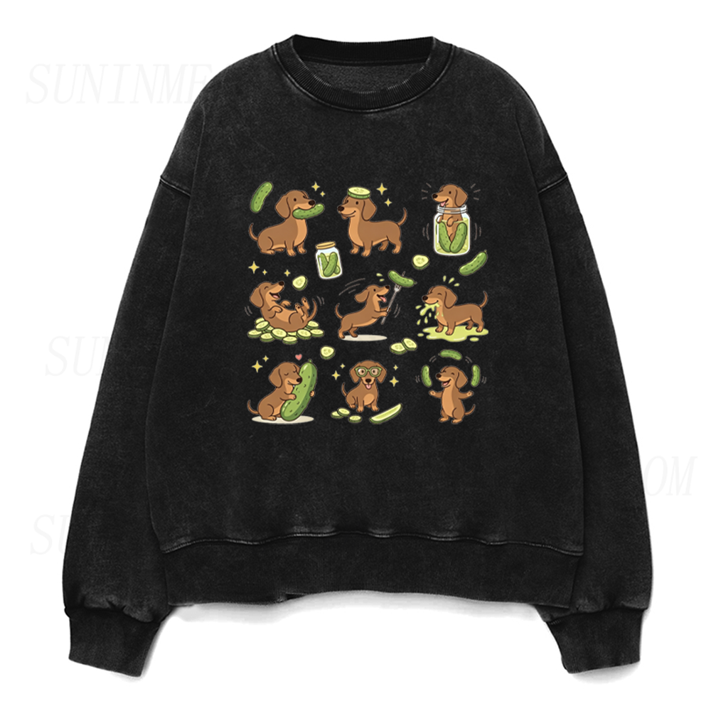 Funny Dachshund Pickle Unisex Crewneck Sweatshirt