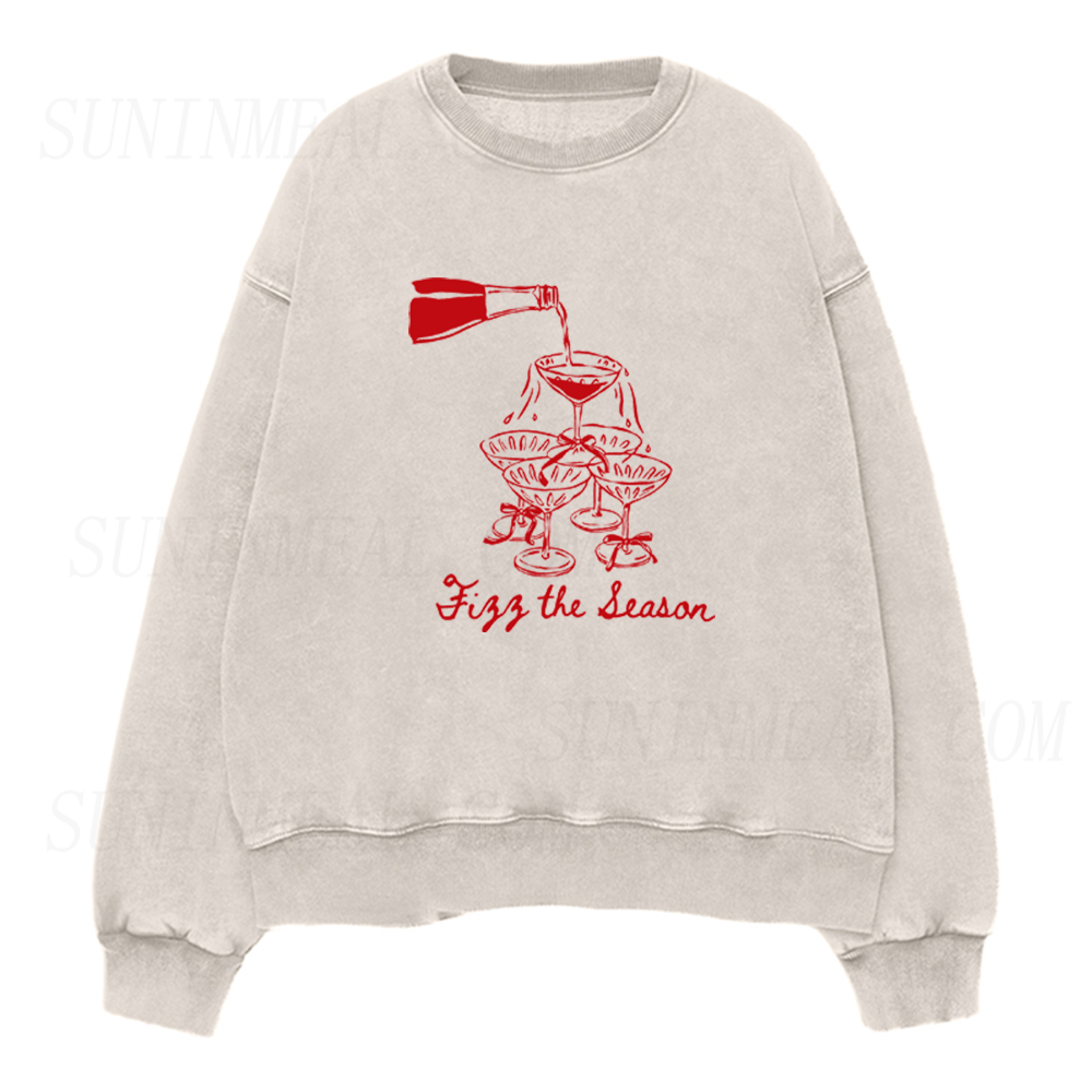 Fizz The Season Christmas Champagne Pour Unisex Crewneck Sweatshirt