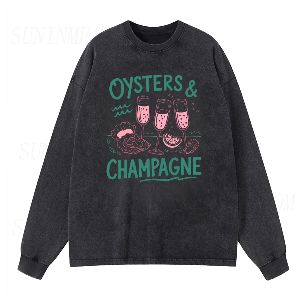 Oysters and Champagne Long Sleeve Unisex Tee