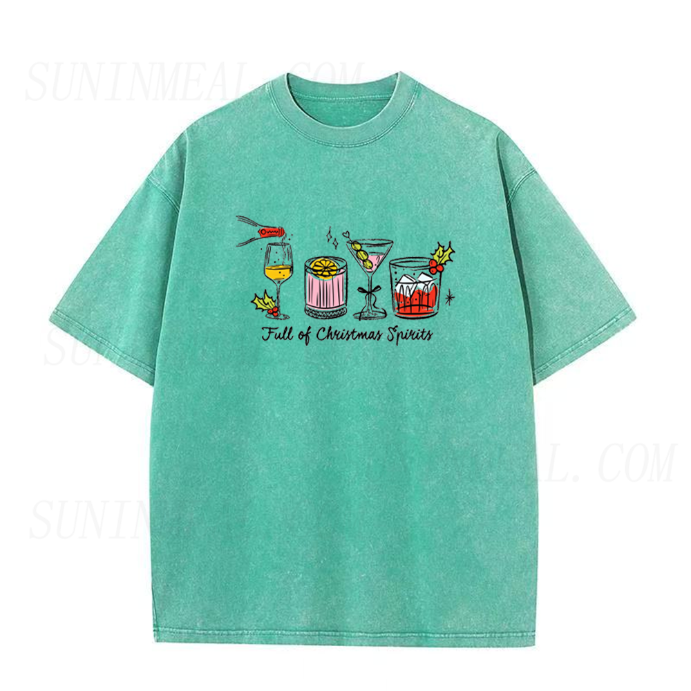 Full of Christmas Spirits Retro Cocktail Graphic Unisex Tee