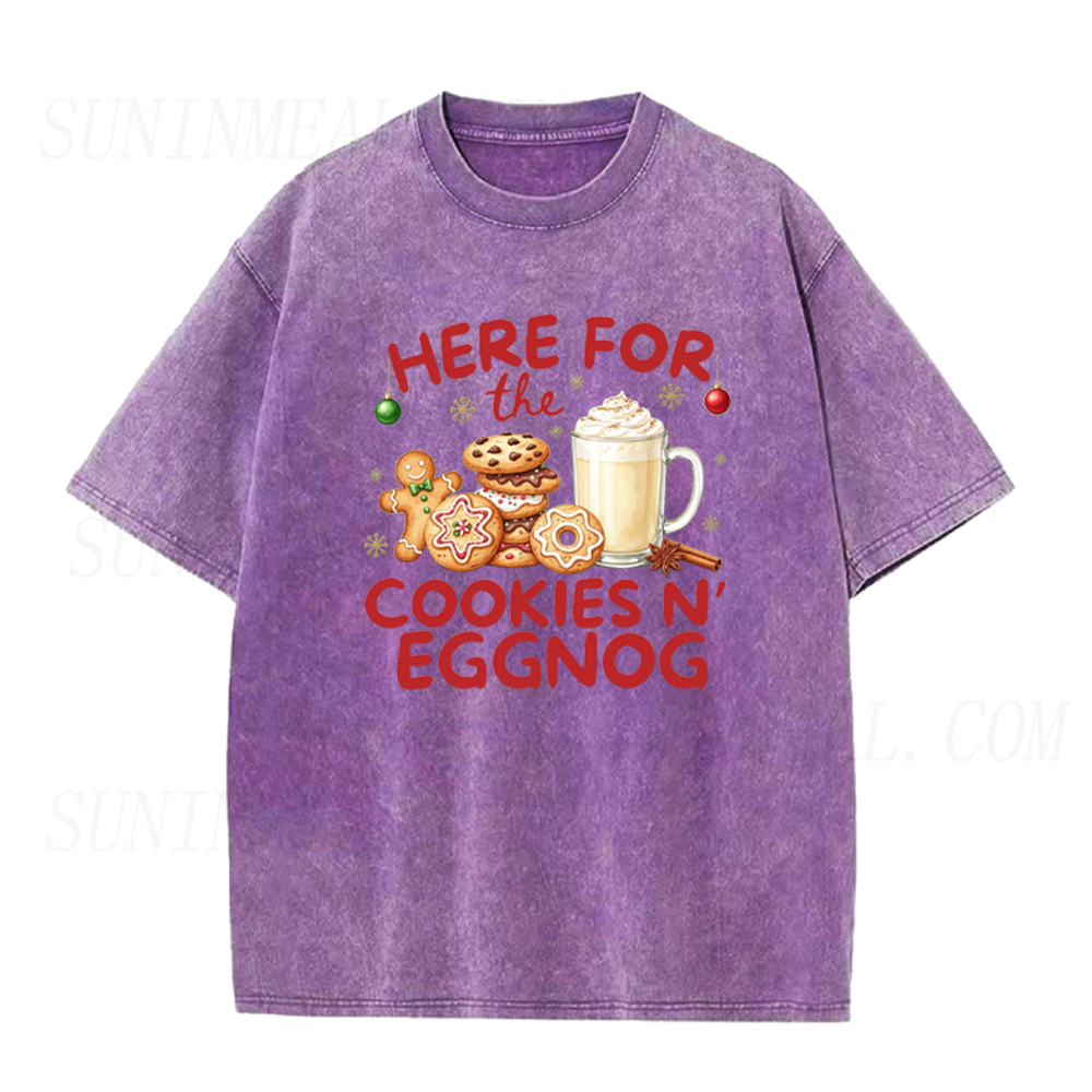 Here For the Cookie and Eggnog Christmas Unisex Tee