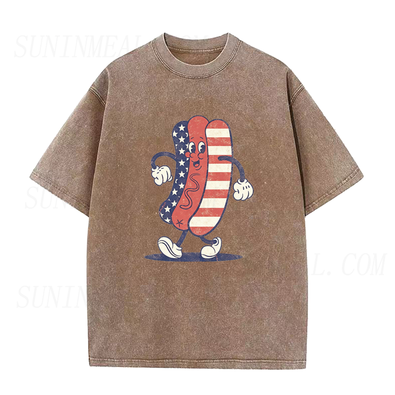 American Flag Hot Dog Mascot Unisex Tee