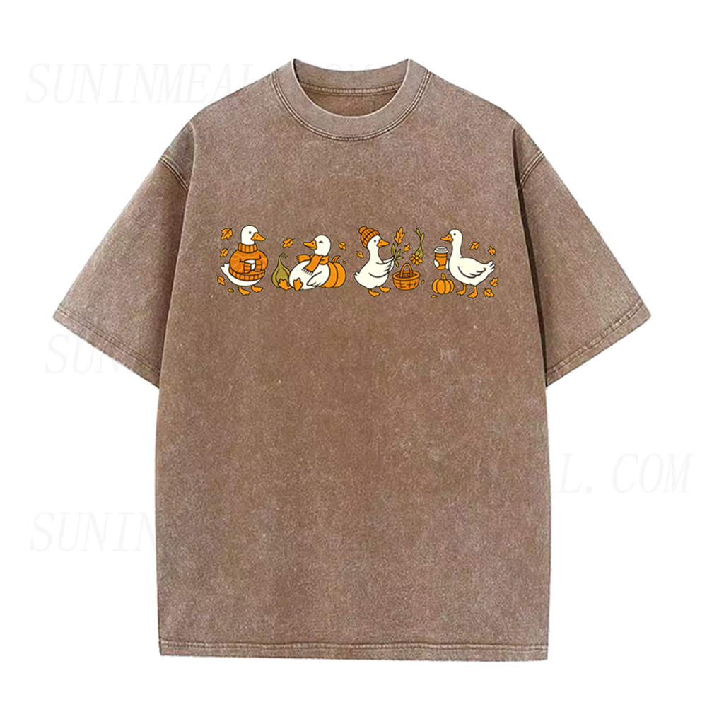 Fall Cute Goose Pumpkin Unisex Tee
