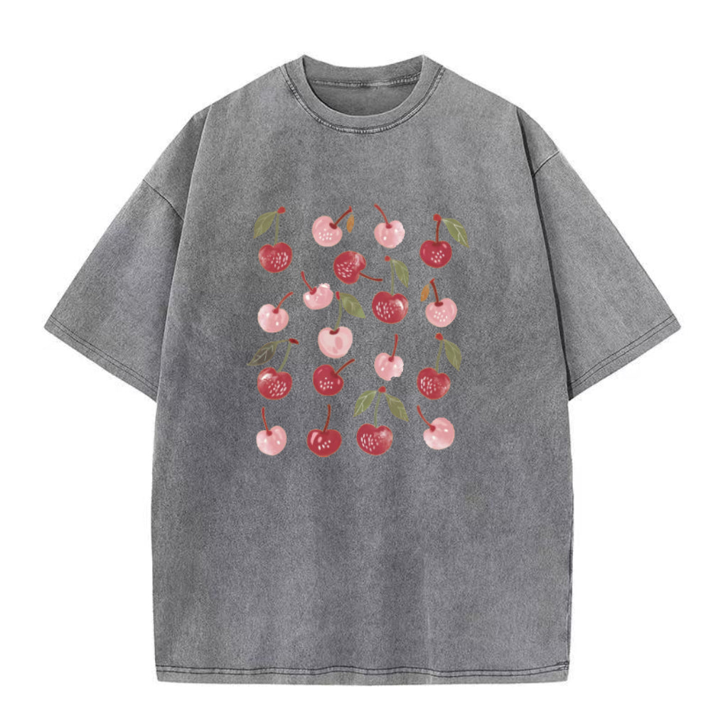 キュートなチェリー柄ユニセックスTシャツ