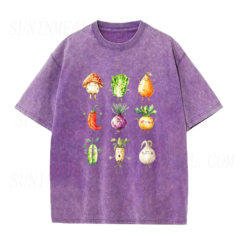 Cute Watercolor Veggie Characters Unisex Tee