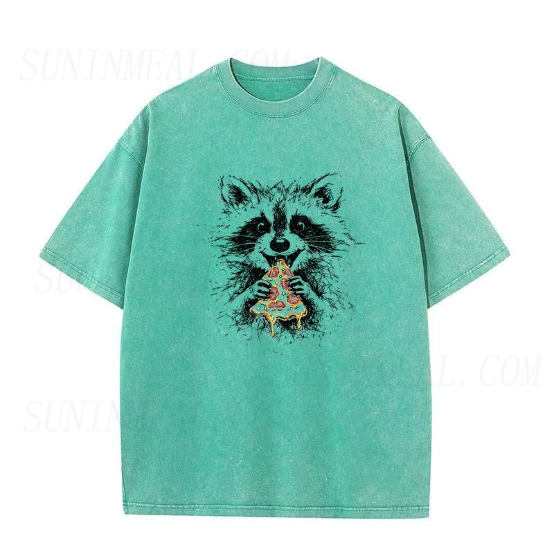 Raccoon Eating Pizza Unisex Tee