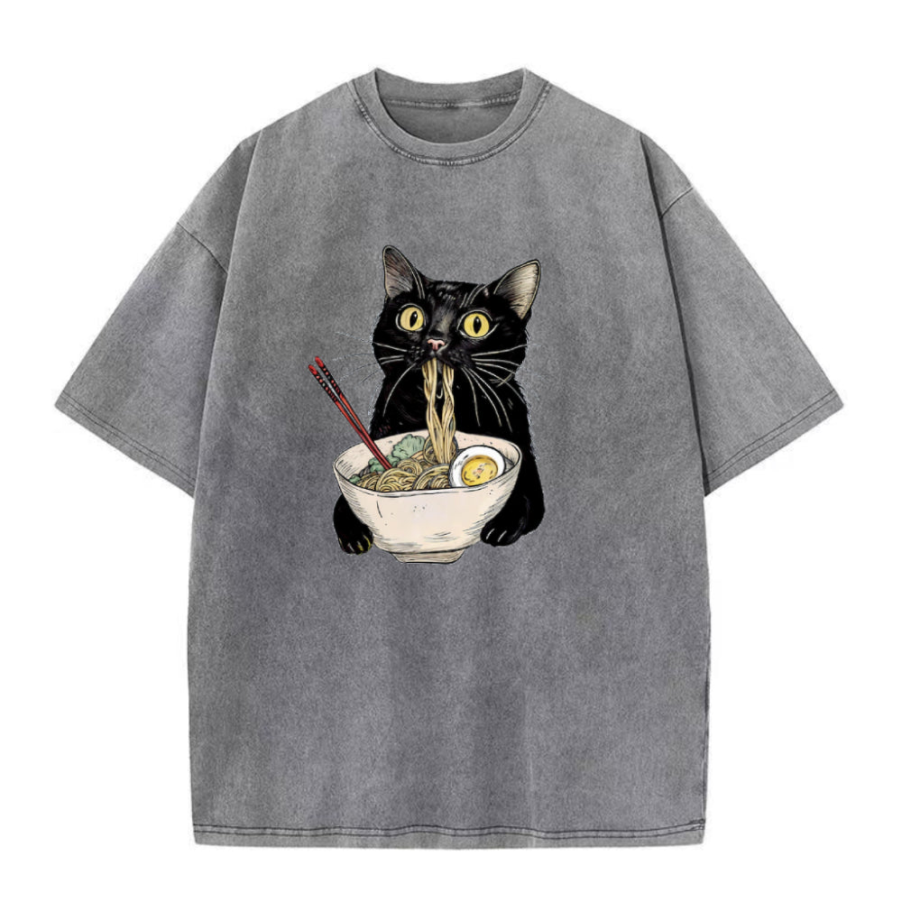 ラーメン猫ユニセックスTシャツ