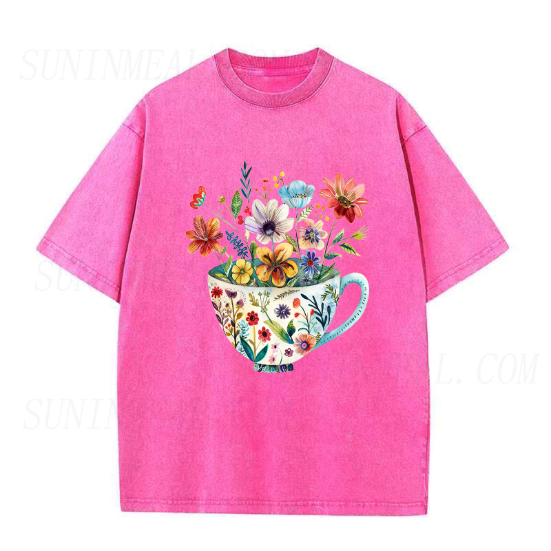 Floral Tea Cup Unisex Tee