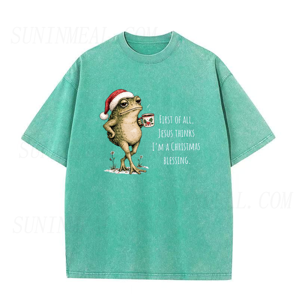 Funny Christmas Frog With Coffee Unisex Tee