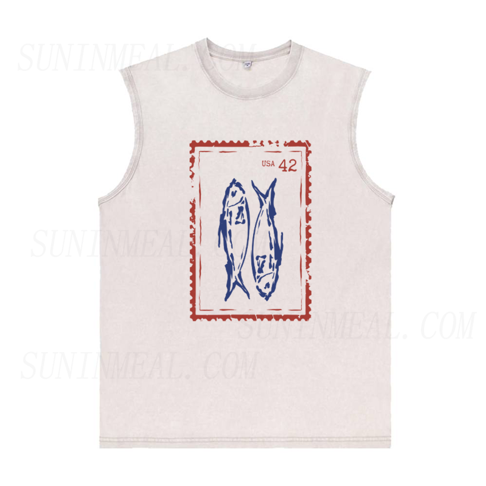 Fish Vintage Stamp Unisex Tank Top