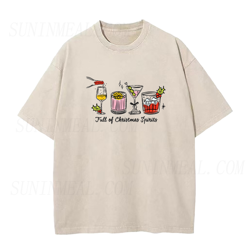 Full of Christmas Spirits Retro Cocktail Graphic Unisex Tee