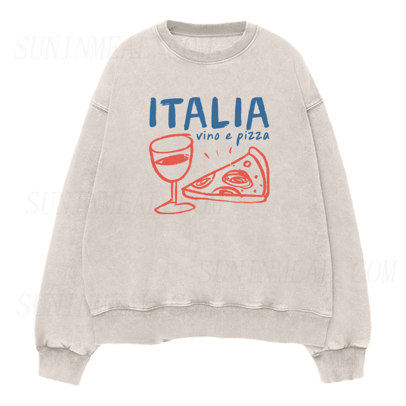 Italy Vino E Pizza Unisex Crewneck Sweatshirt