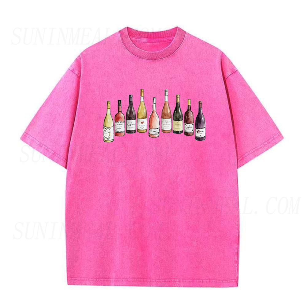 Watercolor Wine Bottles Graphic Unisex Tee