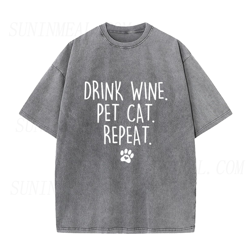 Drink Wine Pet Cat Unisex Tee