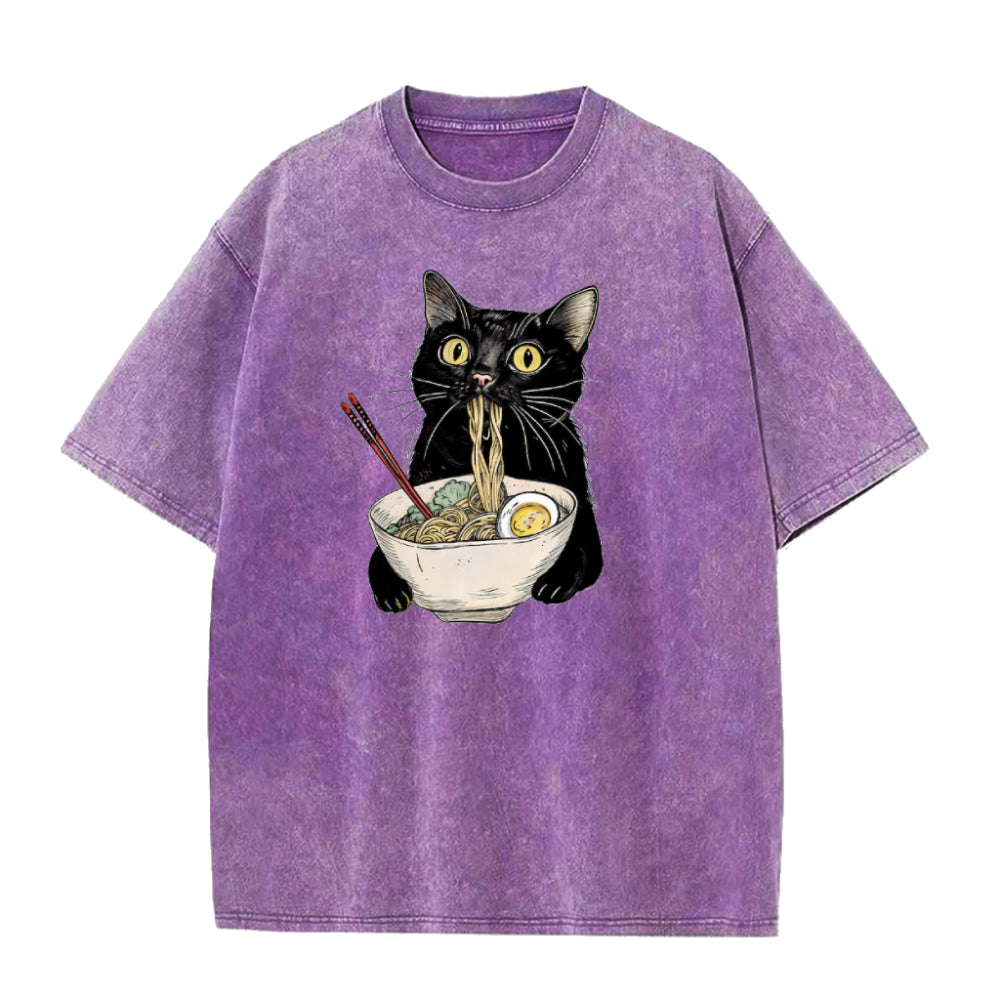 ラーメン猫ユニセックスTシャツ